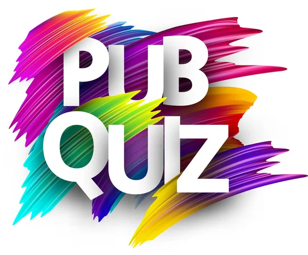 Pub Quiz Sinais Design Pincel Colorido Isolado Fundo Branco — Vetor de Stock