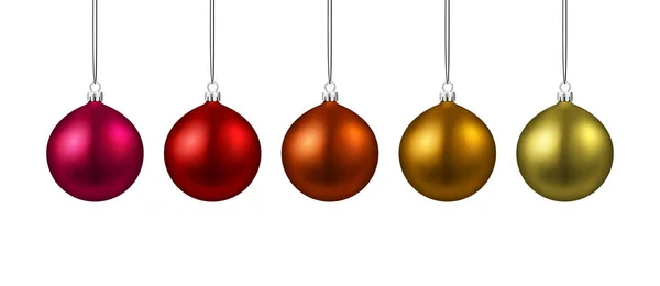 Runde Bunte Weihnachtskugeln Weihnachts Und Neujahrsdekoration Isoliert Auf Weißem Hintergrund — Stockvektor