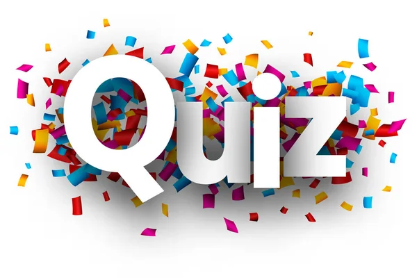 Quiz Signe Avec Confettis Papier Coloré Isolé Sur Fond Blanc — Image vectorielle