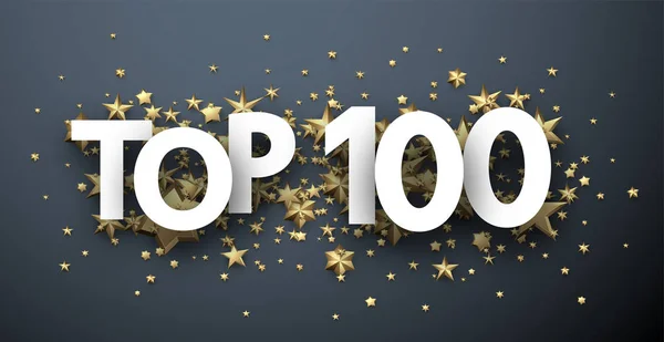 Topp 100 Tecken Med Guldstjärnor Hitlistorna Sidhuvud — Stock vektor