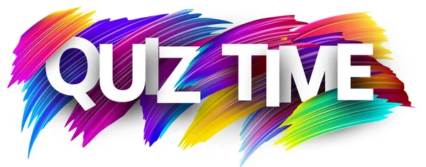 Quiz Time Banner Design Brosse Coloré Isolé Sur Fond Blanc — Image vectorielle