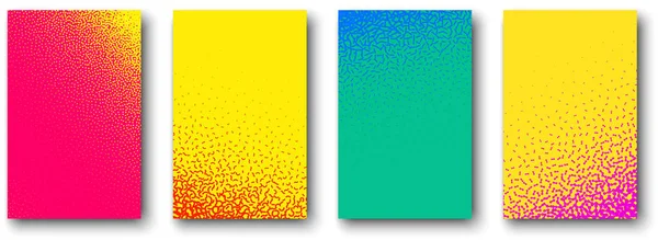 Conjunto Patrones Abstractos Efecto Stipplism Espectro Colorido — Vector de stock