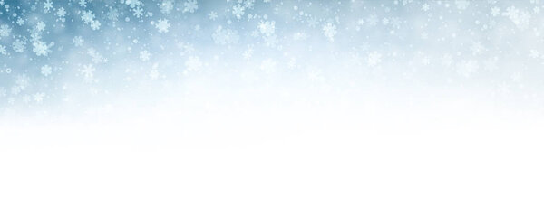 Blue blurred winter banner with snow pattern