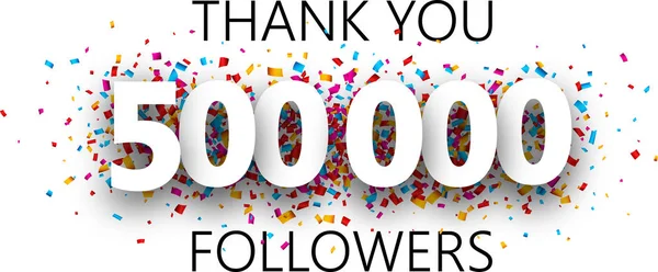 Gracias 500000 Seguidores Póster Con Confeti Colorido Para Red Social — Vector de stock