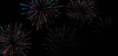 Parlak renkli havai fişek ile Festival afişi. Tatil dekorasyon. Vektör arka plan.