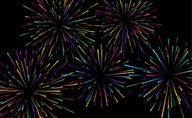 Parlak renkli havai fişek ile Festival afişi. Tatil dekorasyon. Vektör arka plan.