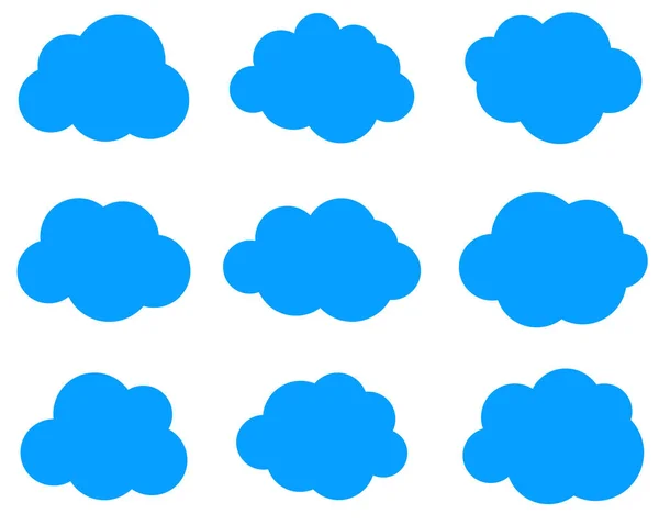 Conjunto Nuvens Azuis Isoladas Sobre Fundo Branco Armazenamento Nuvem Sinal — Vetor de Stock