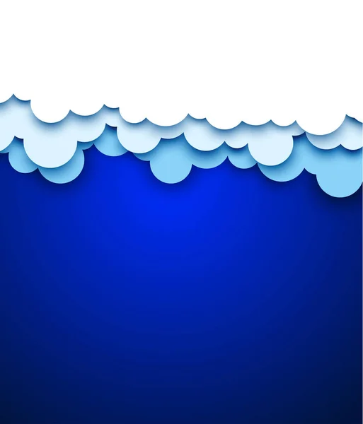 Голубое Небо Белыми Бумажными Декоративными Облаками Стиль Покроя Бумаги Векторный — стоковый вектор