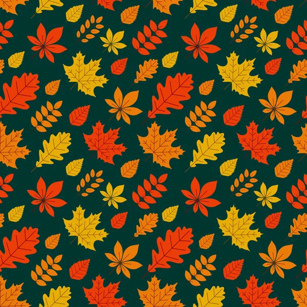 Automne Toile Fond Avec Belles Feuilles Colorées Modèle Sans Couture — Image vectorielle