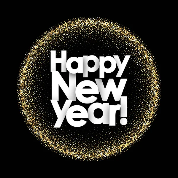 Mutlu Yeni Yıl Altın Parlak Tebrik Kartı Vektör — Stok Vektör
