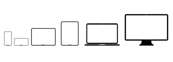 Conjunto Layouts Modernos Dispositivos Eletrônicos Isolados Fundo Branco —  Vetores de Stock