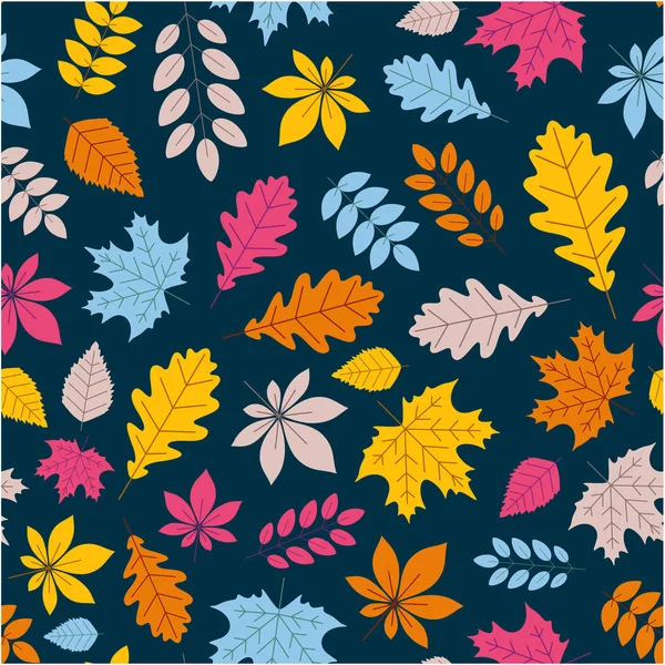 Automne Toile Fond Avec Belles Feuilles Colorées Modèle Sans Couture — Image vectorielle