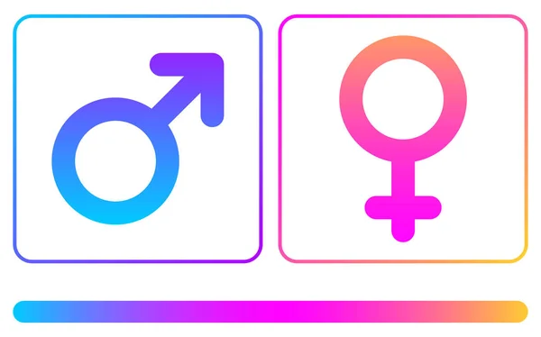 Signes Spectre Féminin Masculin Rose Bleu Isolés Sur Fond Blanc — Image vectorielle