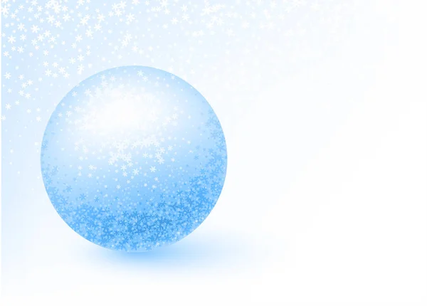 Fundo Inverno Azul Com Bola Neve Brilhante Modelo Para Cartão — Vetor de Stock