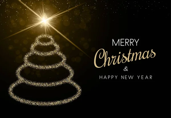 Feliz Navidad Feliz Año Nuevo Con Árbol Navidad Abstracto Oro — Archivo Imágenes Vectoriales