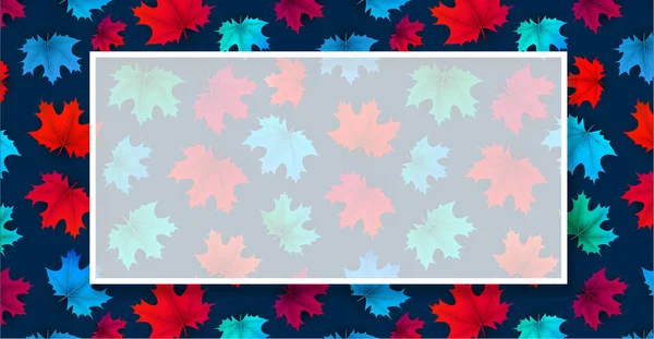 Fond Automne Avec Cadre Motif Feuilles Érable Colorées Vecteur — Image vectorielle