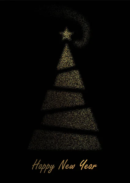 新年贺卡 金色抽象圣诞树 矢量背景 — 图库矢量图片