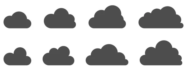 在白色背景下隔离的灰色云集 云存储 矢量符号 — 图库矢量图片