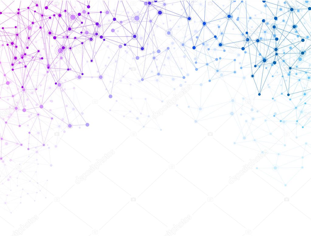 White global communication poster with colorful gradient network. Vector background.