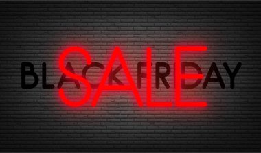 Tuğla dokulu arka plan üzerine siyah Cuma satış promosyon poster. 