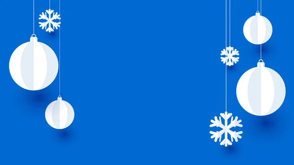 Affiche Bleue Noël Nouvel Avec Flocons Neige Décoratifs Papier Blanc — Image vectorielle