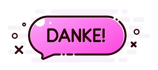 Dank Poster Met Roze Cartoon Tekstballon Duits — Stockvector