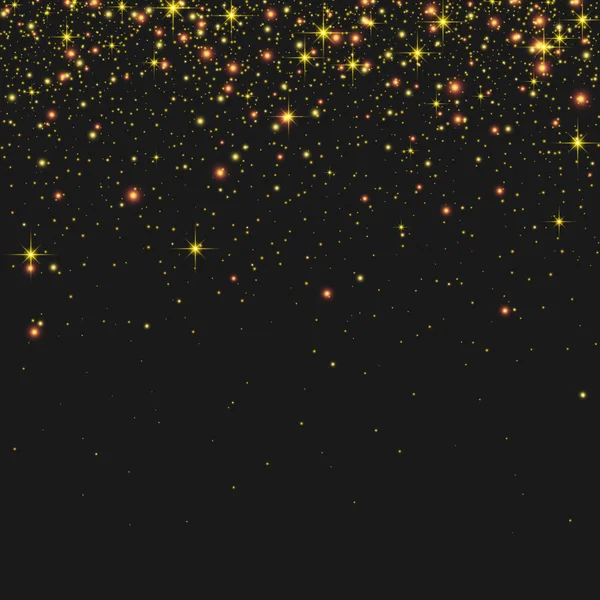 Fondo Negro Brillante Con Luces Brillantes Doradas — Vector de stock