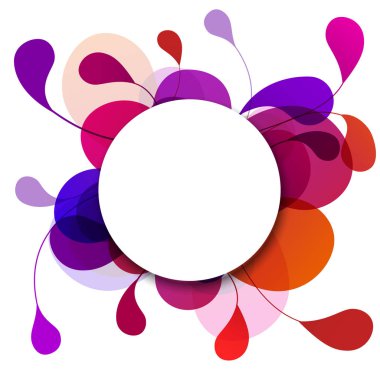 Beyaz arka plan üzerinde yuvarlak çerçeve ile soyut suluboya desen. Tasarım şablonu. Vektör çizim.