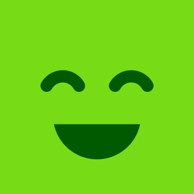 Mutlu yeşil kare gülen düğme. Olumlu duygu ve memnuniyeti oturum açın. Vektör çizim