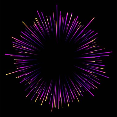 Pembe havai fişek ile siyah Festival afişi. Tatil dekorasyon. Vektör arka plan.