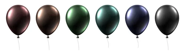 Set Aus Dunklen Bunten Luftballons Isoliert Auf Weißem Hintergrund Festliches — Stockvektor