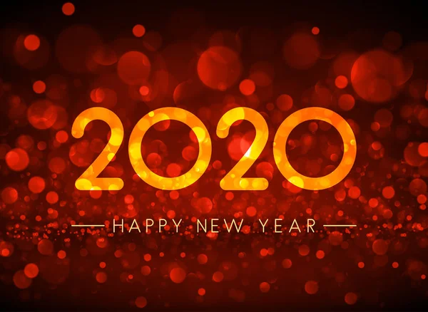 橙色散景2020新年快乐贺卡 背景向量 — 图库矢量图片
