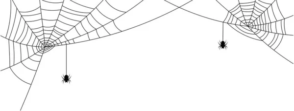 Weißes Halloween Banner Mit Spinnennetz Und Spinnen Vektorhintergrund — Stockvektor