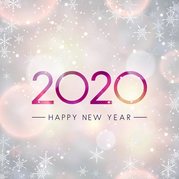 Festive Brillante 2020 Felice Anno Nuovo Carta Con Fiocchi Neve — Vettoriale Stock