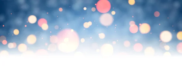 Mavi Parlak Işıklar Ile Banner Bulanık Noel Yeni Yıl Dekorasyon — Stok Vektör
