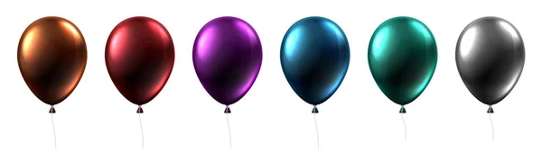 Set Globos Colores Brillantes Aislados Sobre Fondo Blanco Diseño Vacaciones — Archivo Imágenes Vectoriales