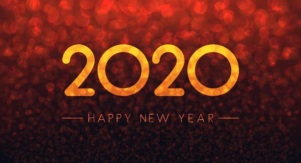 Tarjeta Felicitación Bokeh 2020 Feliz Año Nuevo Fondo Vectorial — Vector de stock