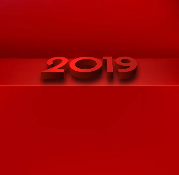 Latar Belakang Tahun Baru 2019 Merah Dengan Angka Latar Belakang - Stok Vektor