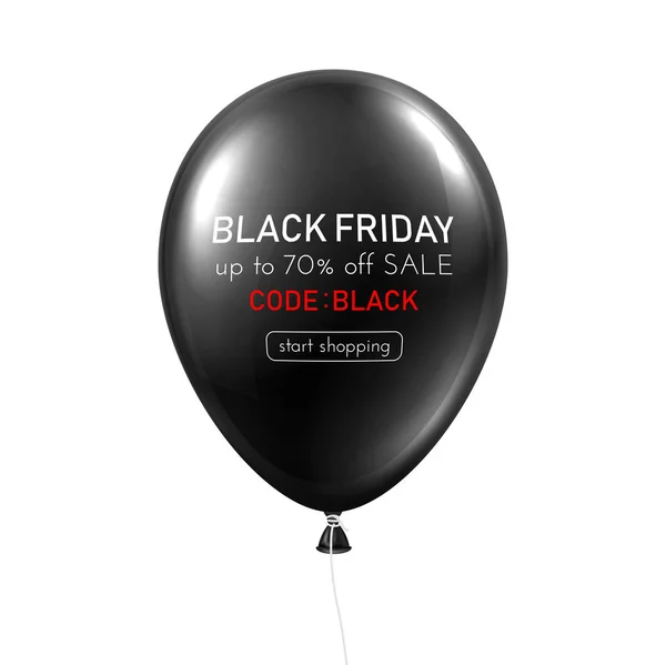 Black Friday Sale White Promo Card Black Isolated Balloon Special — Stock Vector