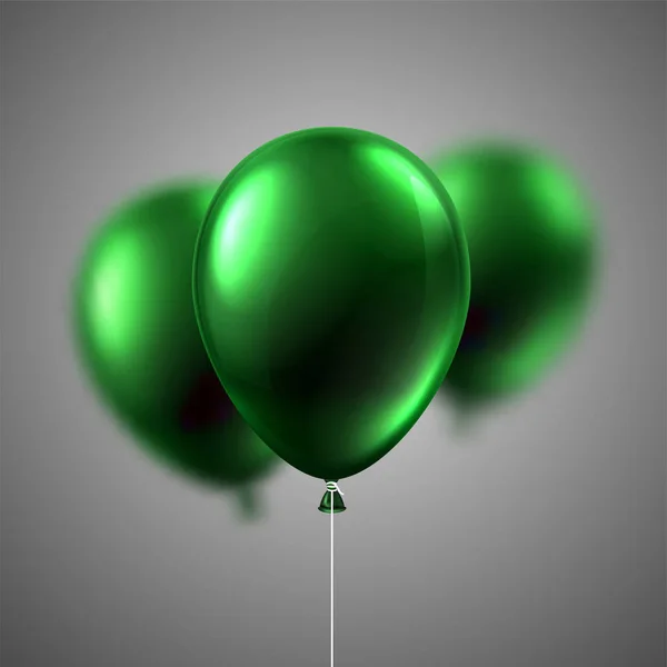 Gröna Glänsande Ballonger Isolerad Grå Bakgrund Festlig Inredning Vektorillustration — Stock vektor