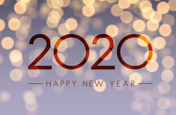Shiny Happy New Jaar 2020 Kaart Met Bokeh Achtergrond Vector — Stockvector