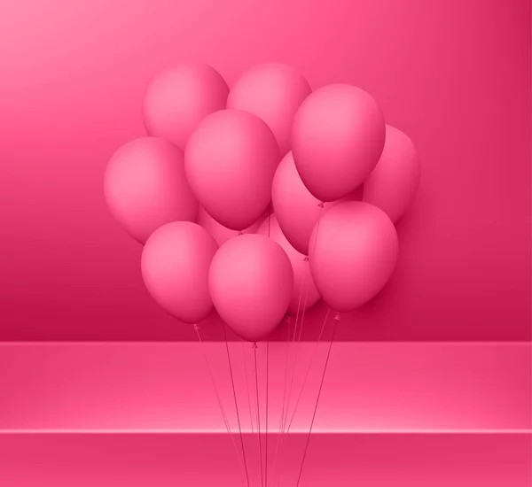 Tarjeta Festiva Rosa Brillante Con Globos Vacaciones Cumpleaños Aniversario Decoración — Archivo Imágenes Vectoriales