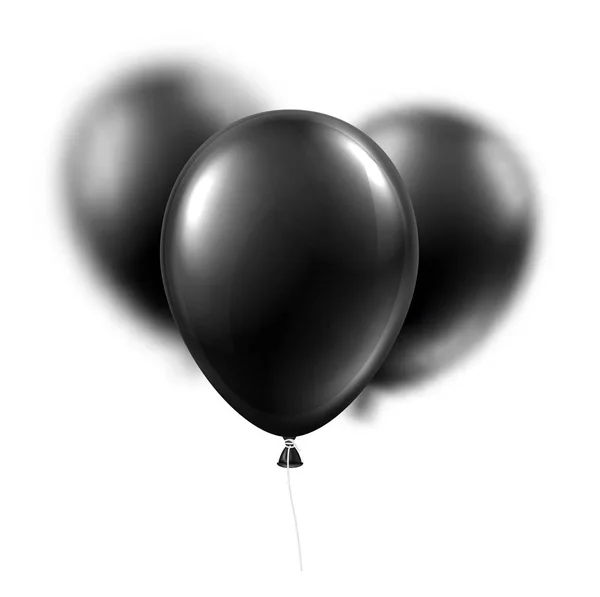 Ballons Noirs Isolés Sur Fond Blanc Décor Festif Illustration Vectorielle — Image vectorielle