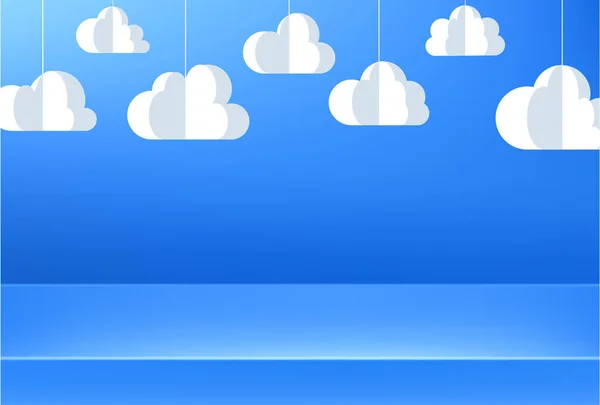 Fondo Azul Con Nubes Decorativas Papel Blanco Fondo Vectorial — Vector de stock