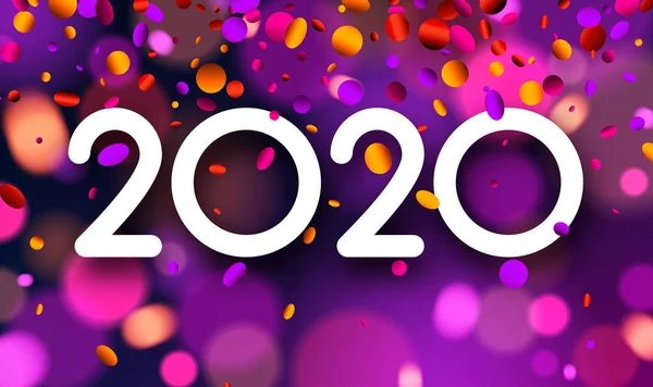 明亮模糊2020新年贺卡五颜六色的五彩纸屑 背景向量 — 图库矢量图片