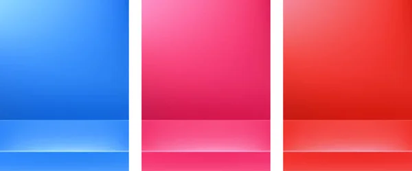 Brillantes Fondos Monocromáticos Color Rosa Rojo Azul Brillante Con Tira — Vector de stock