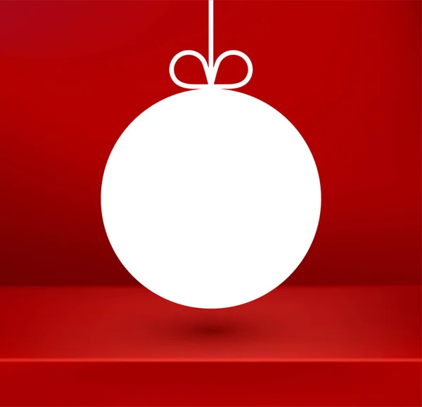 Rote Weihnachts Und Neujahrsvorlage Mit Weißem Rahmen Form Einer Weihnachtskugel — Stockvektor