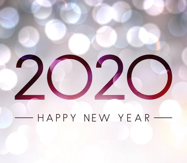 Wazig Shiny Happy New Jaar 2020 Poster Met Bokeh Achtergrond — Stockvector