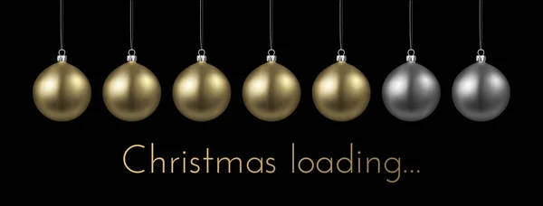 黄金進行状況インジケーターとブラック クリスマス ロード クリエイティブ バナー製クリスマス ボール — ストックベクタ