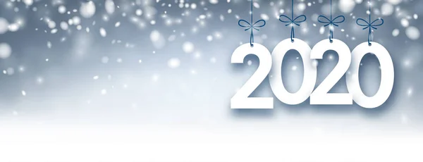 Nápis Nový Rok Abstraktní Stříbro 2020 Sněhem — Stockový vektor